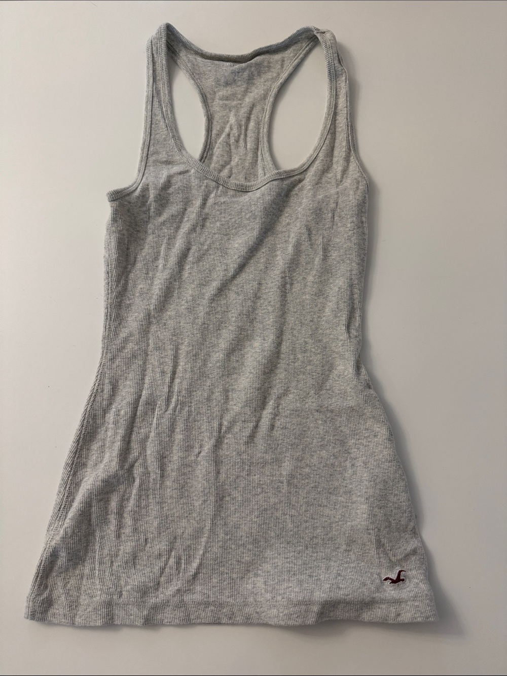 Hollister Light Gray Y2K Style Ribbed Racerback Tank